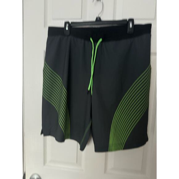 Aqua Tech Lined Swim Trunks/ Shorts Gray and Neon Green Sz: Larg - Picture 1 of 4